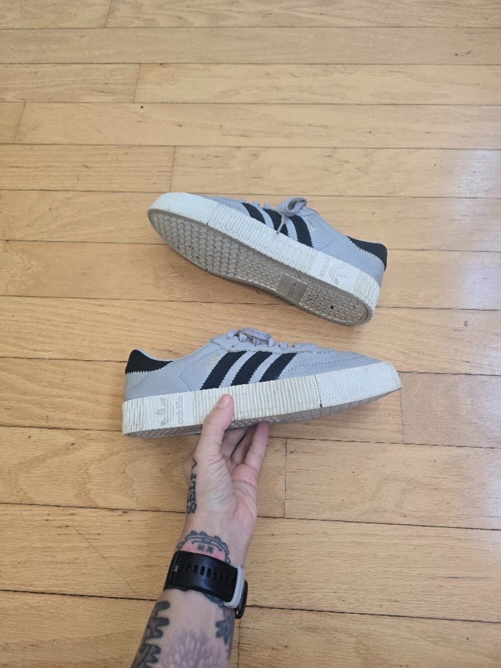 adidas | Sambarose Grey Core Black Platform Sporty Sneakers | WMS 8